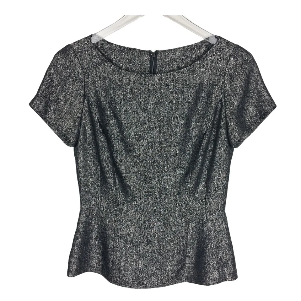 Halogen Metallic Short Sleeve Event Party‎ Top XS